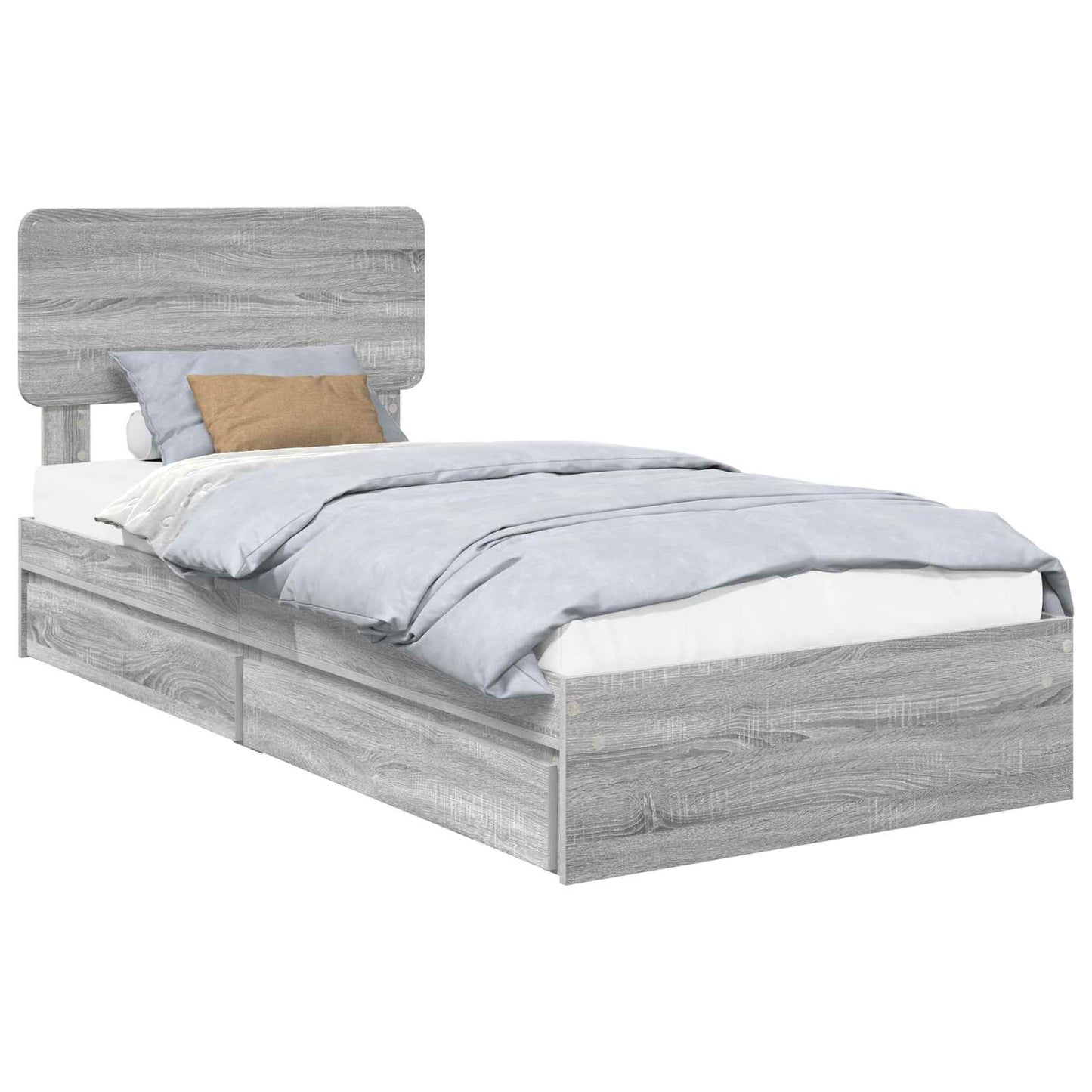 Letto con Contenitore con testiera Grigio Sonoma 100 x 200 cm