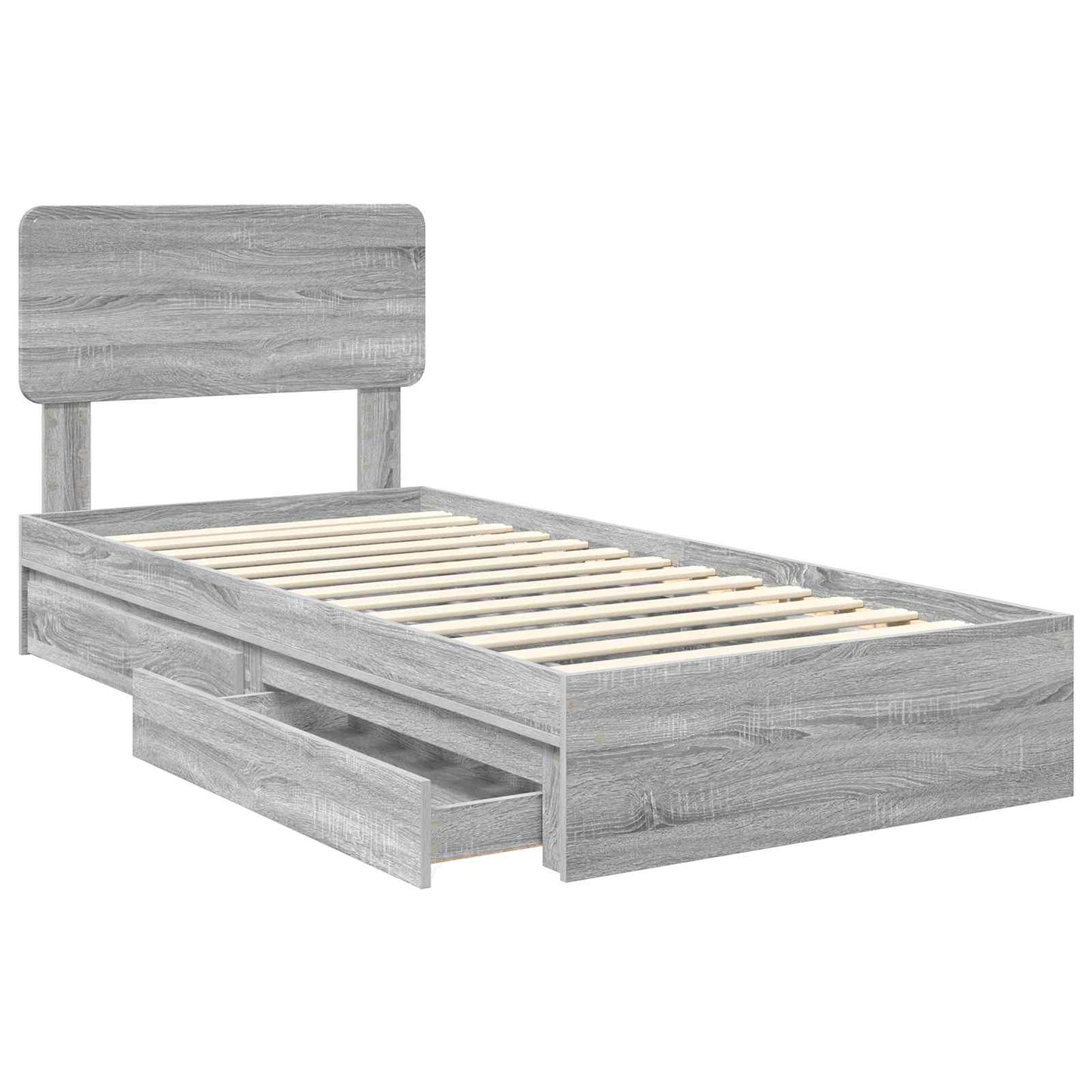 Letto con Contenitore con testiera Grigio Sonoma 100 x 200 cm