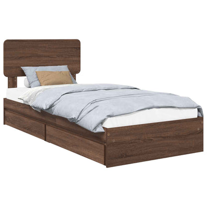 Letto con Contenitore con testiera Rovere Marrone 100 x 200 cm