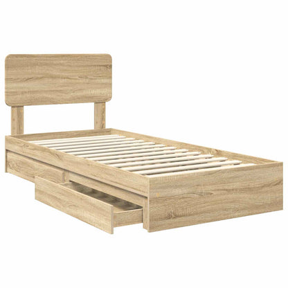 Letto con Contenitore con testiera Rovere Sonoma 90 x 200 cm