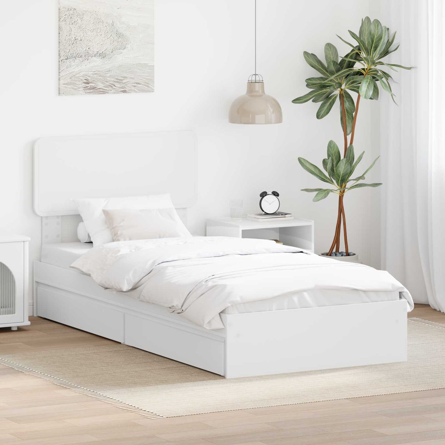 Letto con Contenitore Bianco 90 x 190 cm Legno multistrato