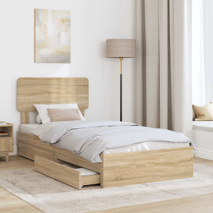 Letto con Contenitore con testiera Rovere Sonoma 90 x 190 cm