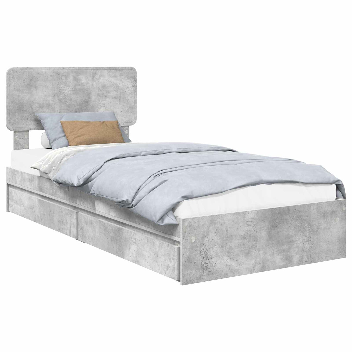Letto con Contenitore con testiera Grigio cemento 90 x 190 cm