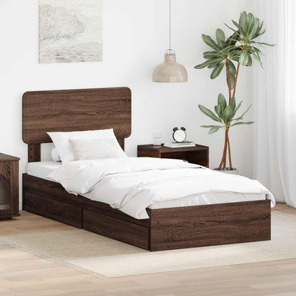 Letto con Contenitore con testiera Rovere Marrone 90 x 190 cm