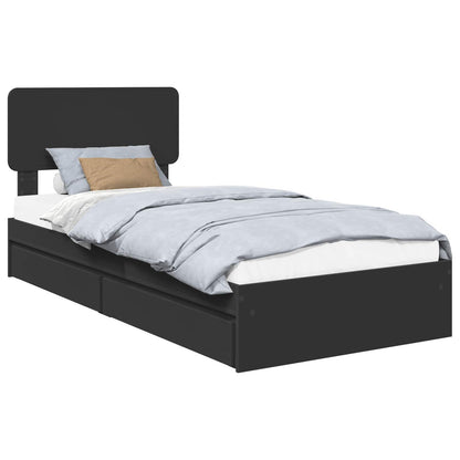 Letto con Contenitore Nero 75 x 190 cm Legno multistrato