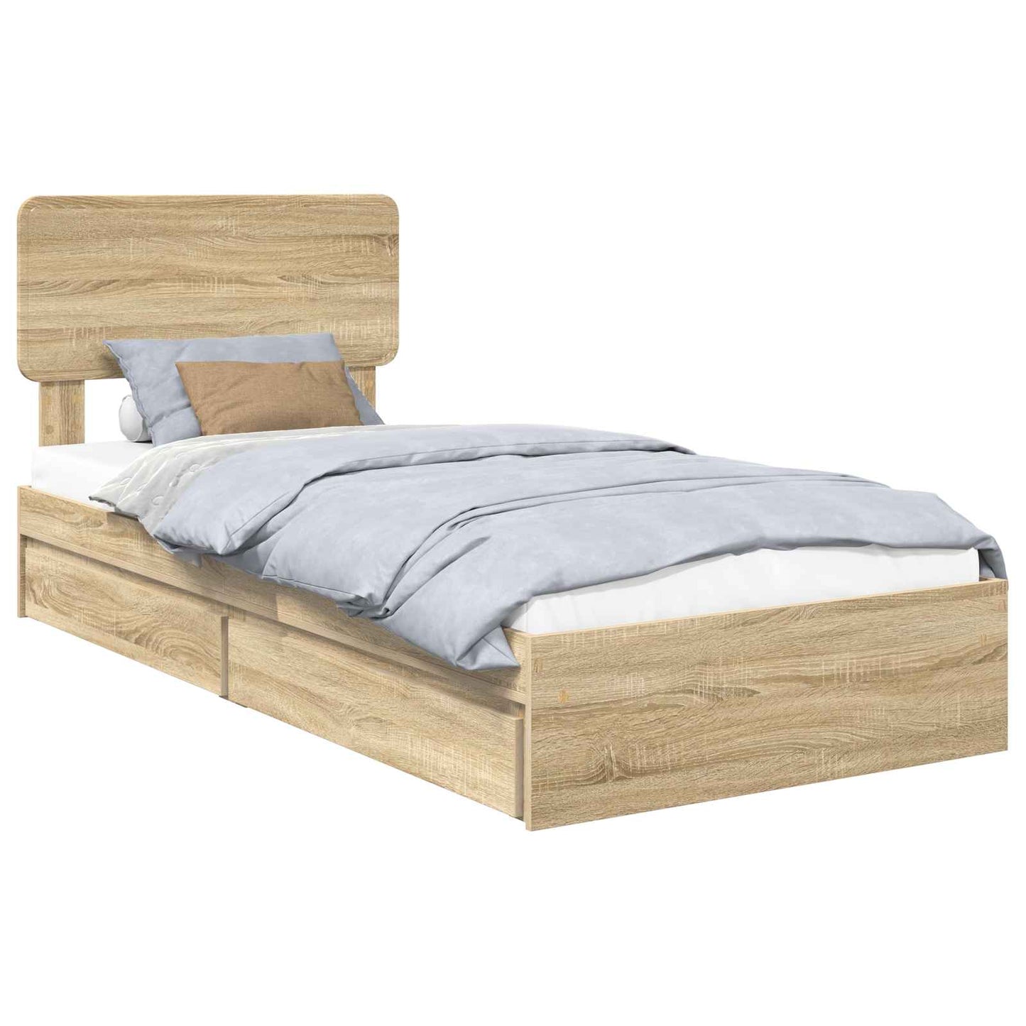 Letto con Contenitore con testiera Rovere Sonoma 75 x 190 cm