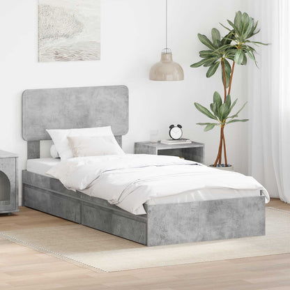 Letto con Contenitore con testiera Grigio cemento 70 x 190 cm