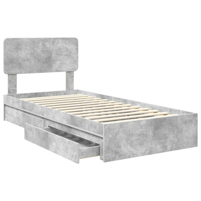 Letto con Contenitore con testiera Grigio cemento 70 x 190 cm