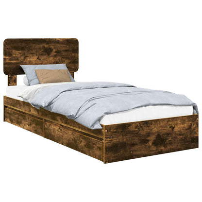 Letto con Contenitore Rovere fumÃƒÂ© 75 x 190 cm Legno multistrato