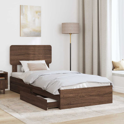 Letto con Contenitore con testiera Rovere Marrone 75 x 190 cm