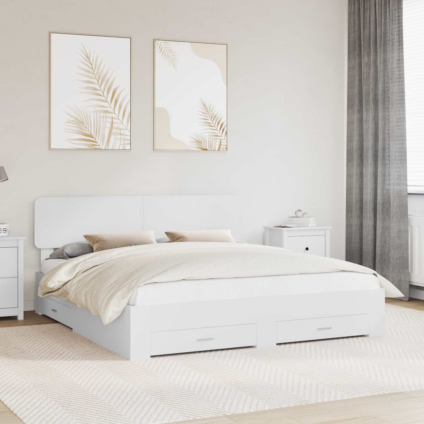 Struttura del letto Bianco 200 x 200 cm Legno multistrato