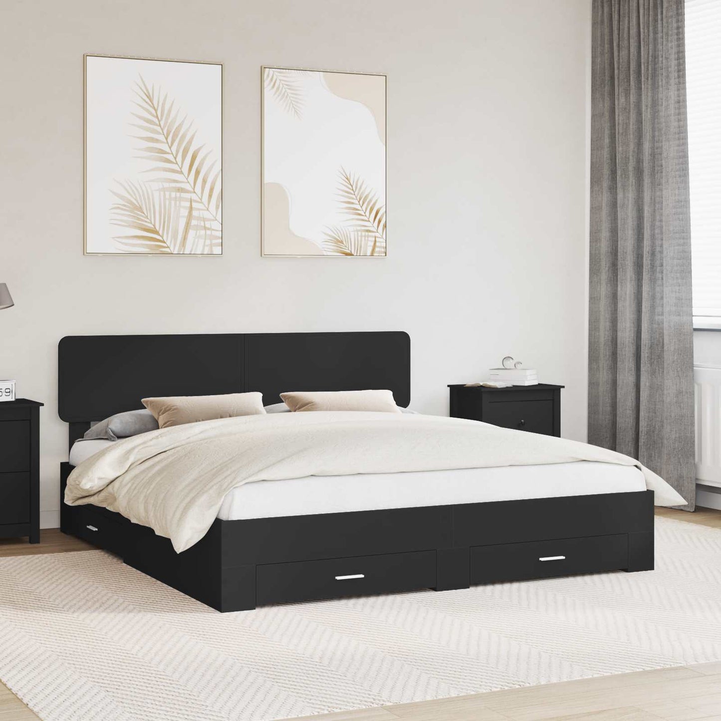 Struttura del letto Nero 200 x 200 cm Legno multistrato