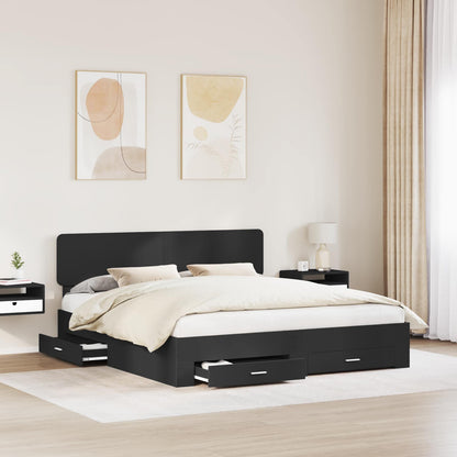 Struttura del letto Nero 200 x 200 cm Legno multistrato