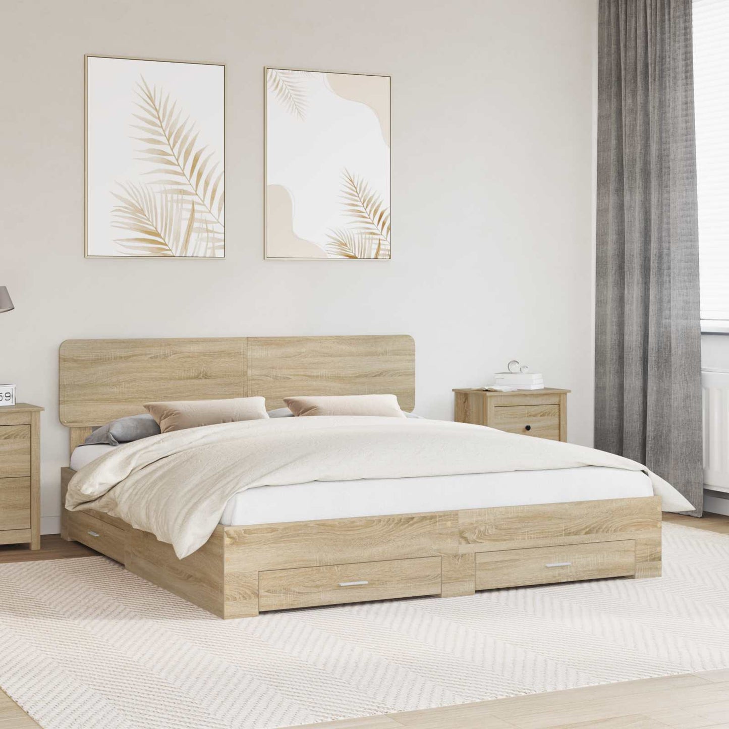 Struttura del letto con testiera Rovere Sonoma 200 x 200 cm