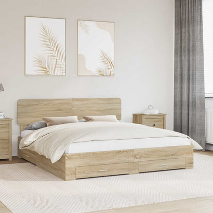 Struttura del letto con testiera Rovere Sonoma 200 x 200 cm