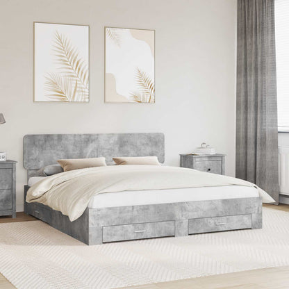 Struttura del letto con testiera Grigio cemento 200 x 200 cm