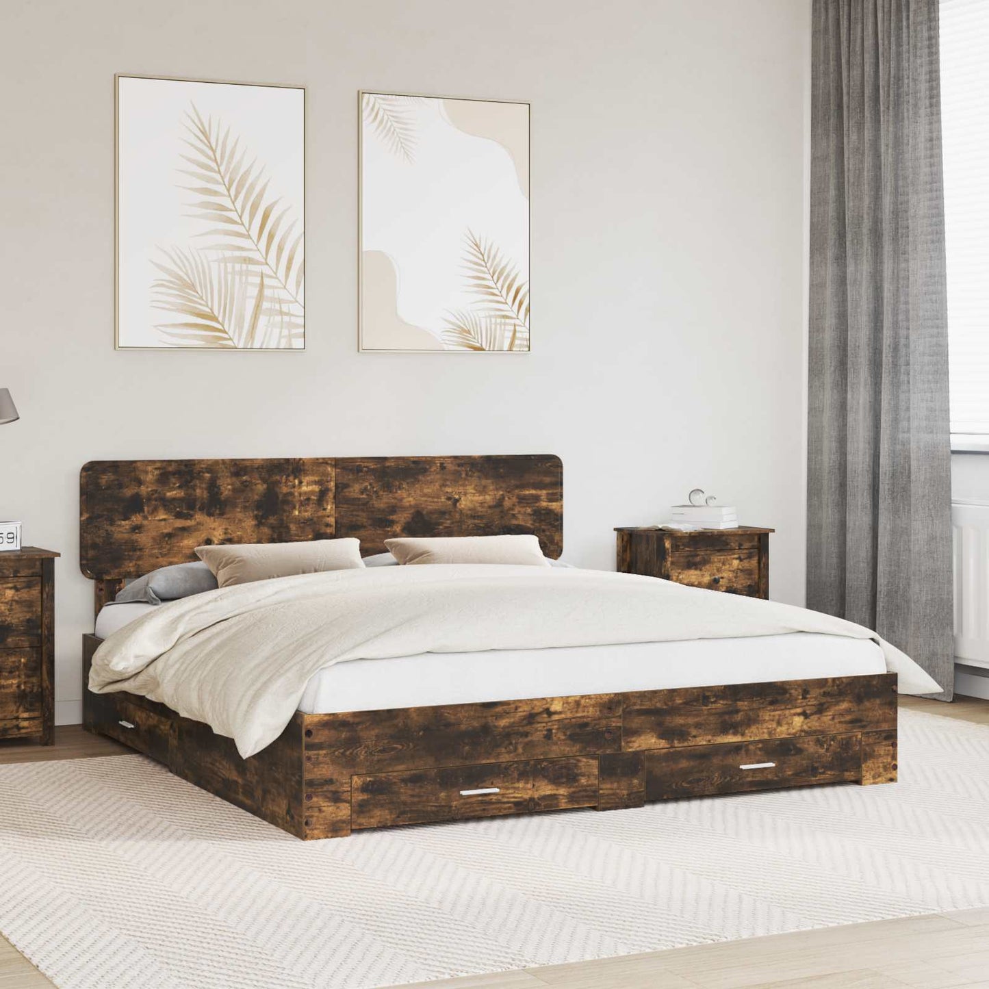 Struttura del letto Rovere fumÃ© 200 x 200 cm Legno multistrato