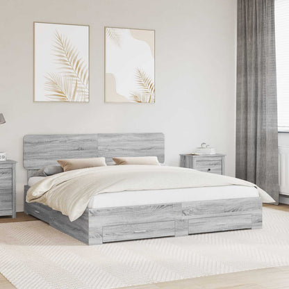 Struttura del letto con testiera Grigio Sonoma 200 x 200 cm