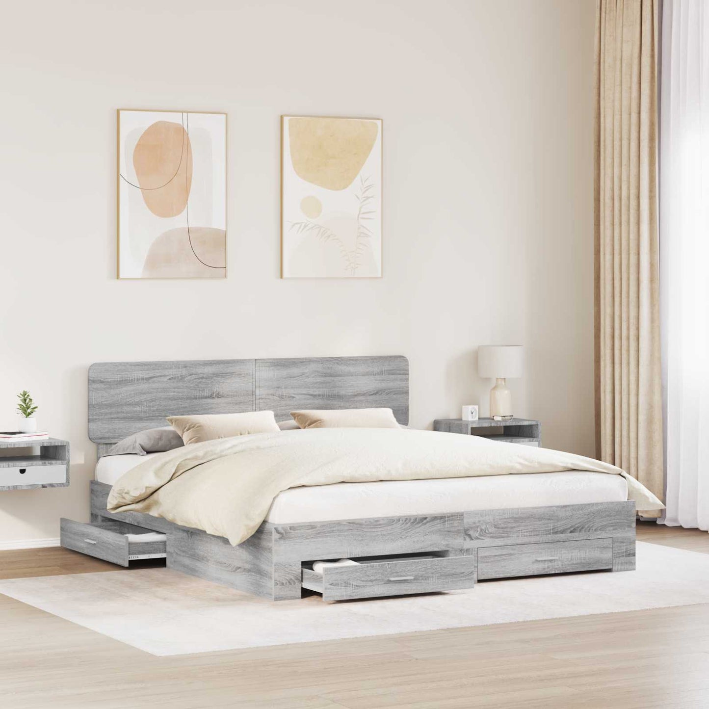 Struttura del letto con testiera Grigio Sonoma 200 x 200 cm