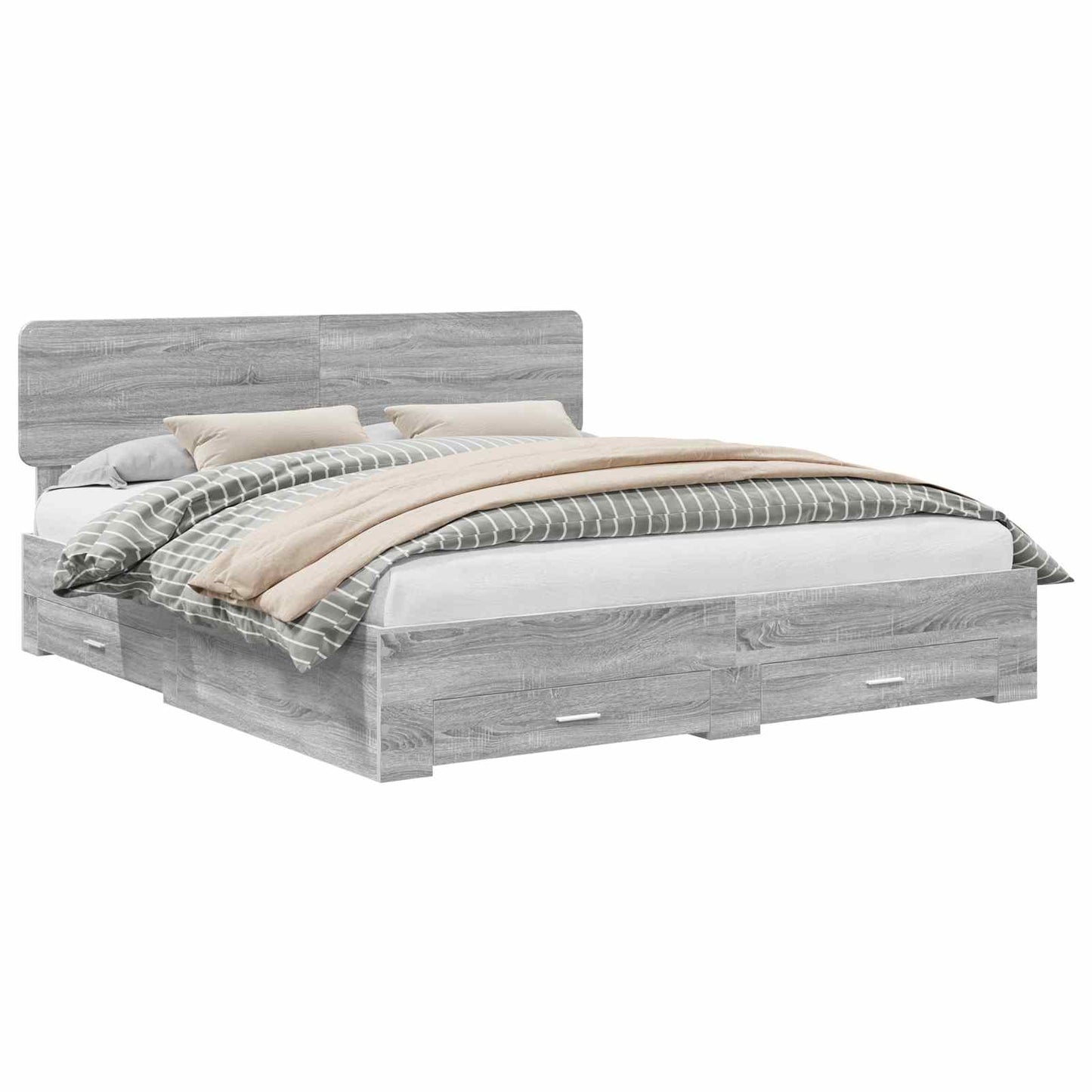 Struttura del letto con testiera Grigio Sonoma 200 x 200 cm