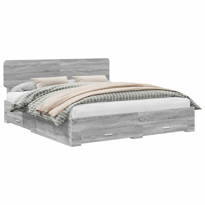 Struttura del letto con testiera Grigio Sonoma 200 x 200 cm