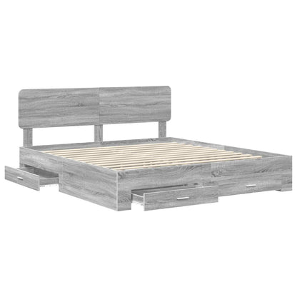 Struttura del letto con testiera Grigio Sonoma 200 x 200 cm