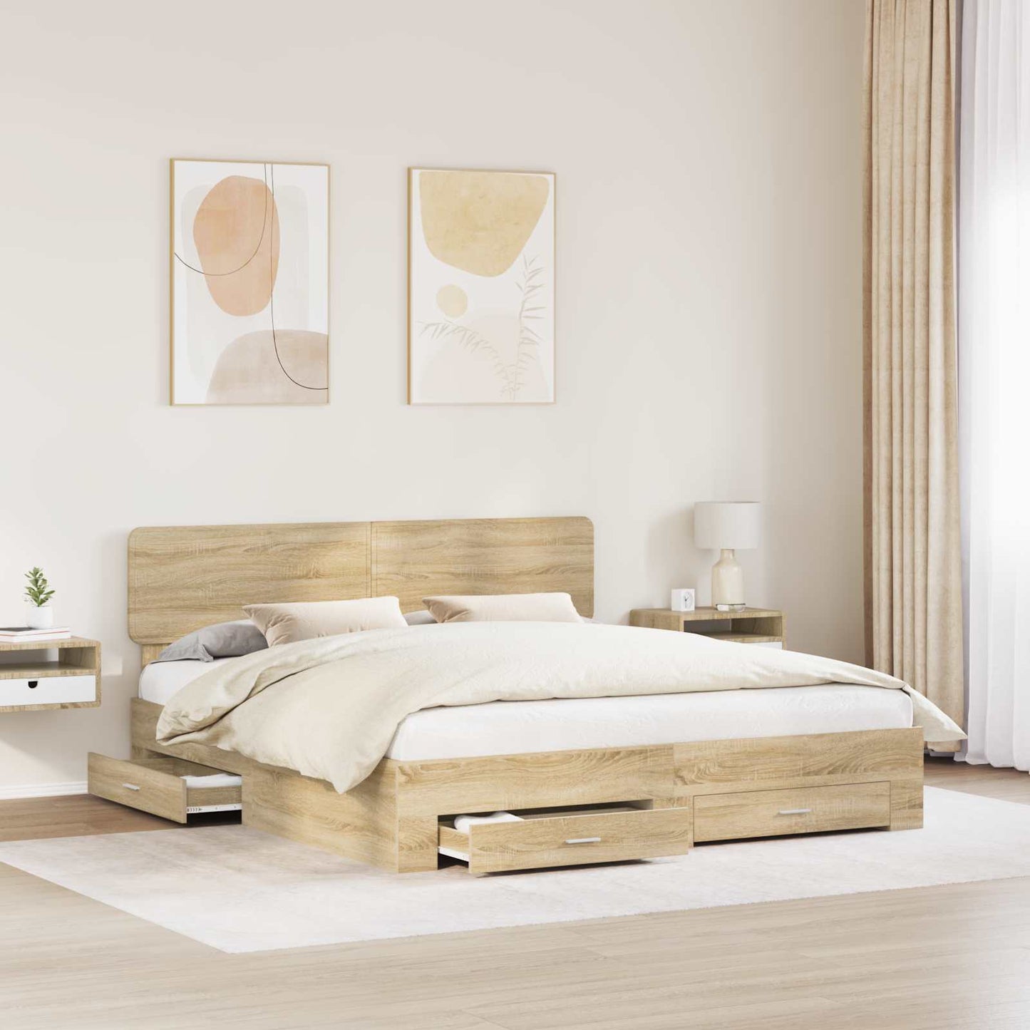Struttura del letto con testiera Rovere Sonoma 180 x 200 cm