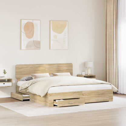 Struttura del letto con testiera Rovere Sonoma 180 x 200 cm