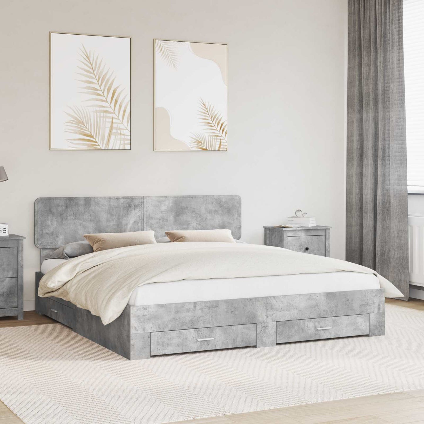 Struttura del letto con testiera Grigio cemento 180 x 200 cm
