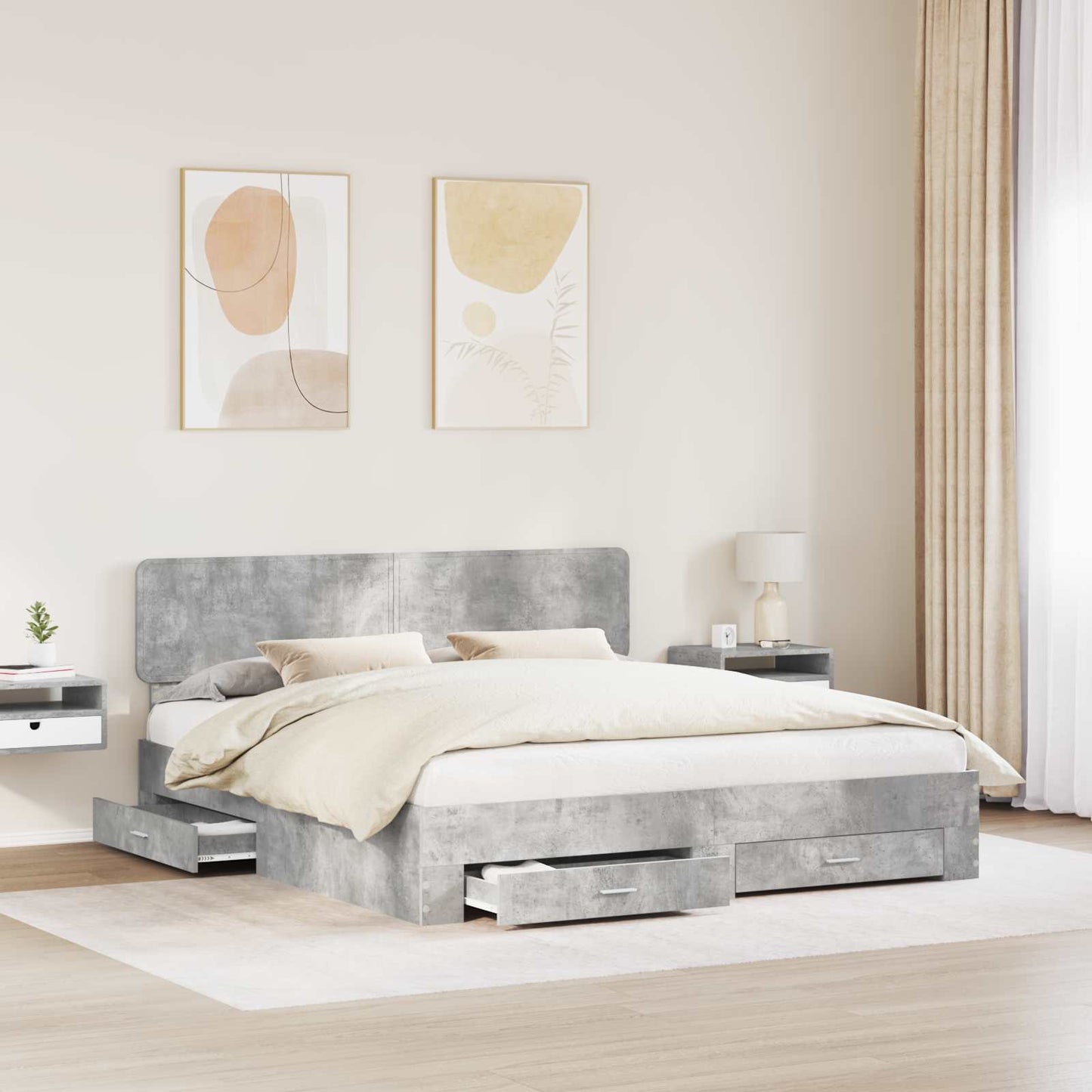 Struttura del letto con testiera Grigio cemento 180 x 200 cm