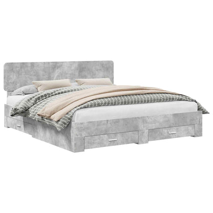 Struttura del letto con testiera Grigio cemento 180 x 200 cm