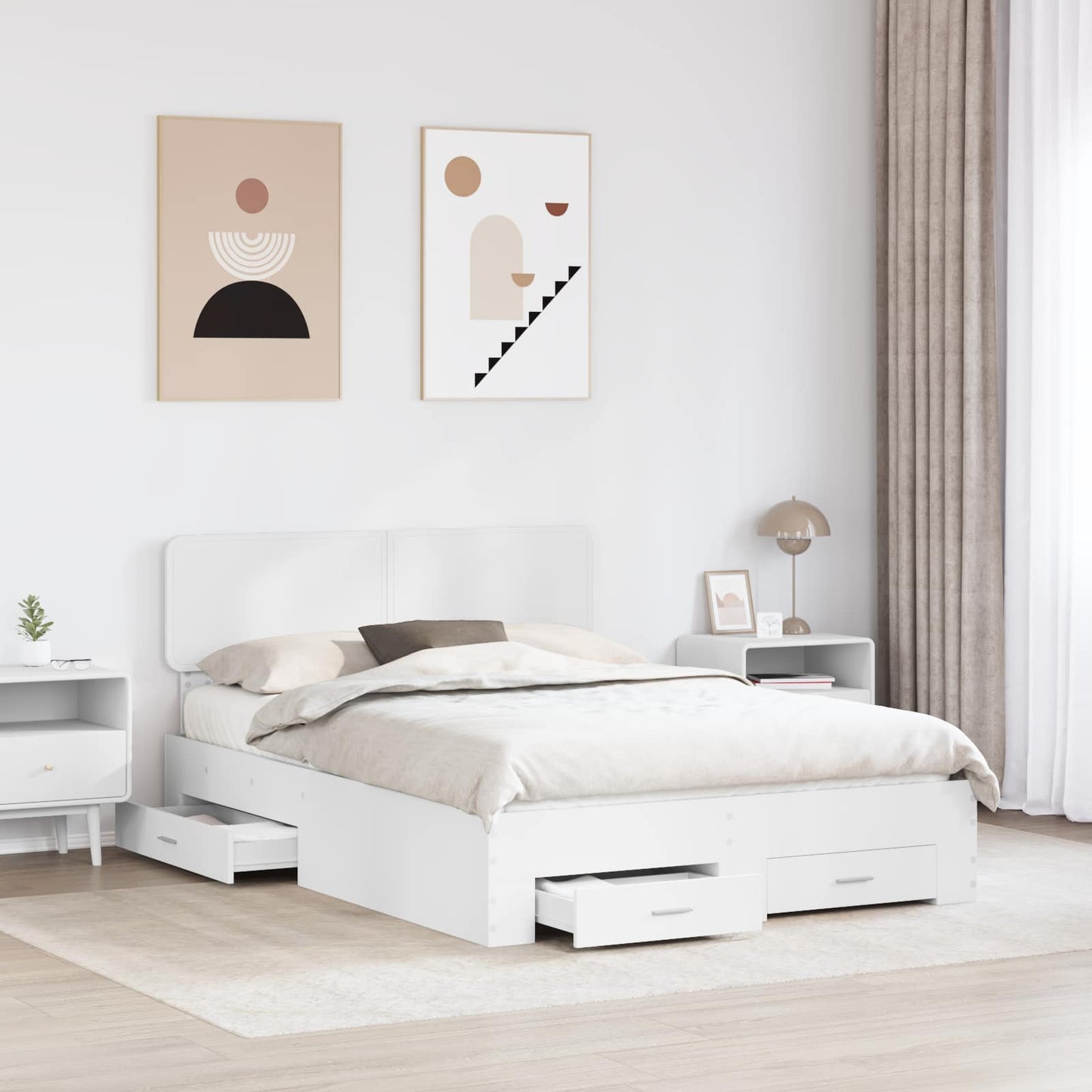 Struttura del letto Bianco 150 x 200 cm Legno multistrato