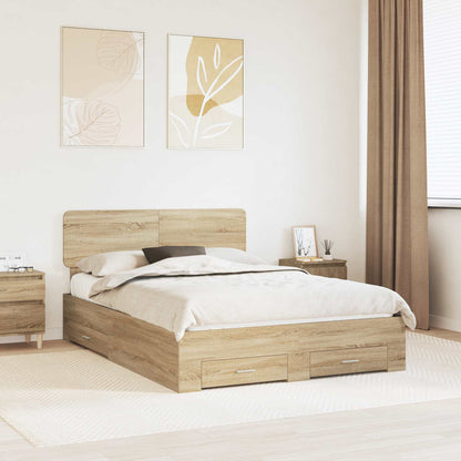 Struttura del letto con testiera Rovere Sonoma 140 x 200 cm