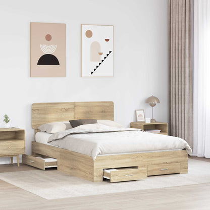 Struttura del letto con testiera Rovere Sonoma 140 x 190 cm