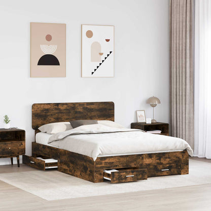 Struttura del letto Rovere fumÃ© 140 x 190 cm Legno multistrato