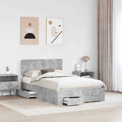 Struttura del letto con testiera Grigio cemento 135 x 190 cm