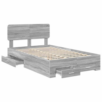 Struttura del letto con testiera Grigio Sonoma 135 x 190 cm