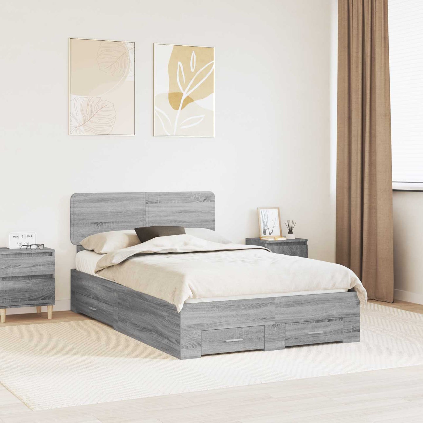 Struttura del letto con testiera Grigio Sonoma 120 x 200 cm