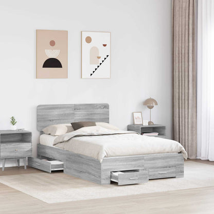 Struttura del letto con testiera Grigio Sonoma 120 x 200 cm