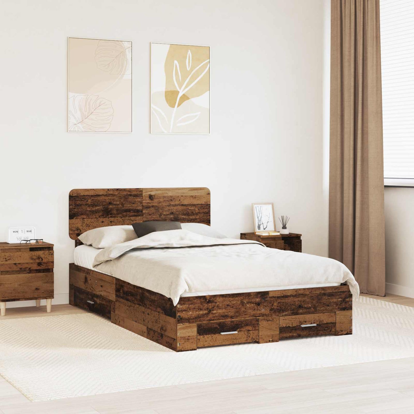 Struttura del letto con testiera Legno vecchio 120 x 190 cm