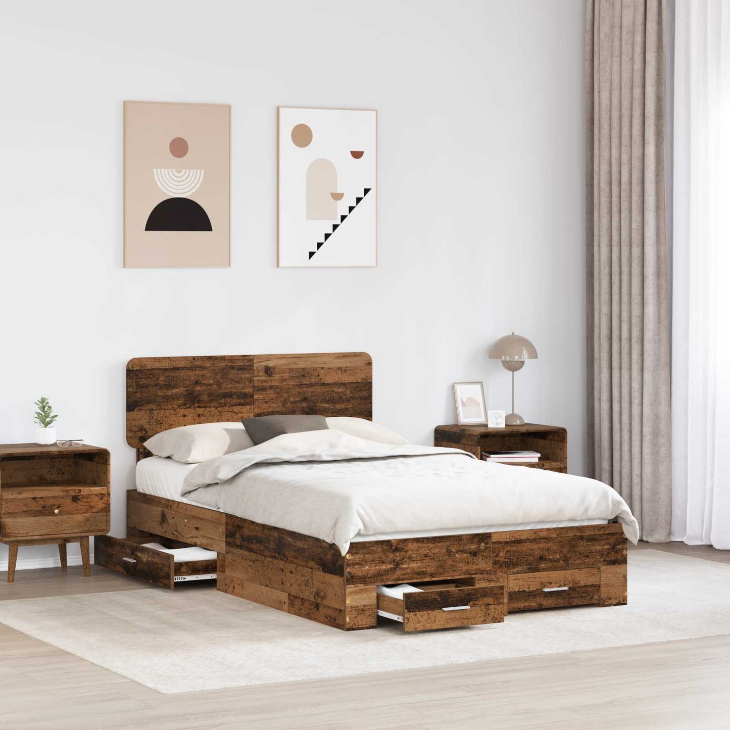 Struttura del letto con testiera Legno vecchio 120 x 190 cm