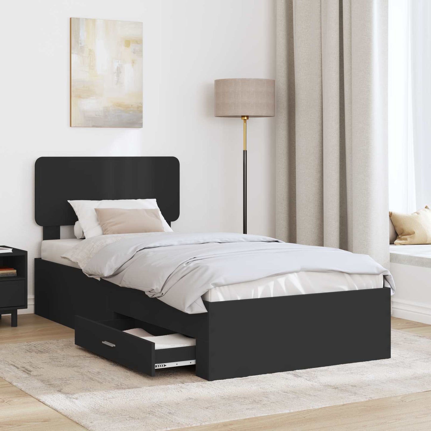 Struttura del letto Nero 100 x 200 cm Legno multistrato
