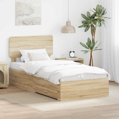 Struttura del letto con testiera Rovere Sonoma 100 x 200 cm