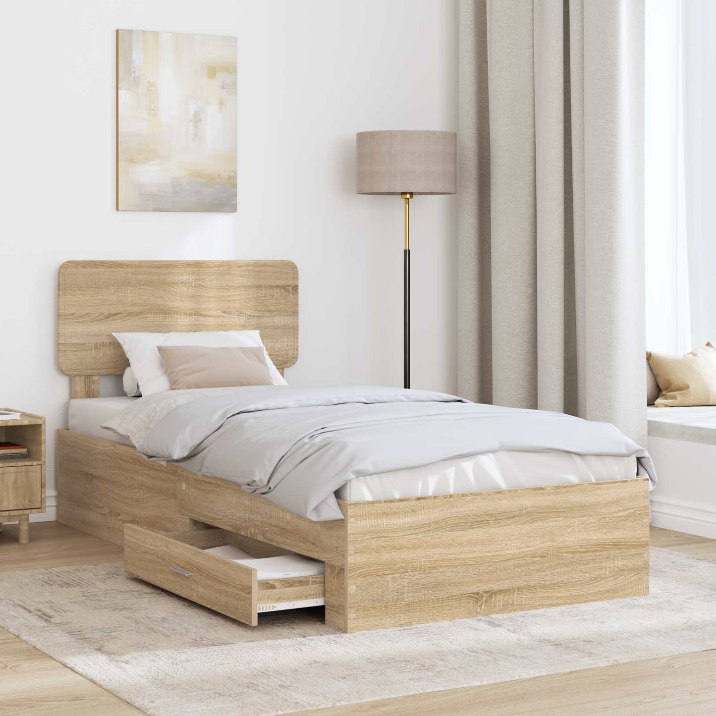 Struttura del letto con testiera Rovere Sonoma 100 x 200 cm