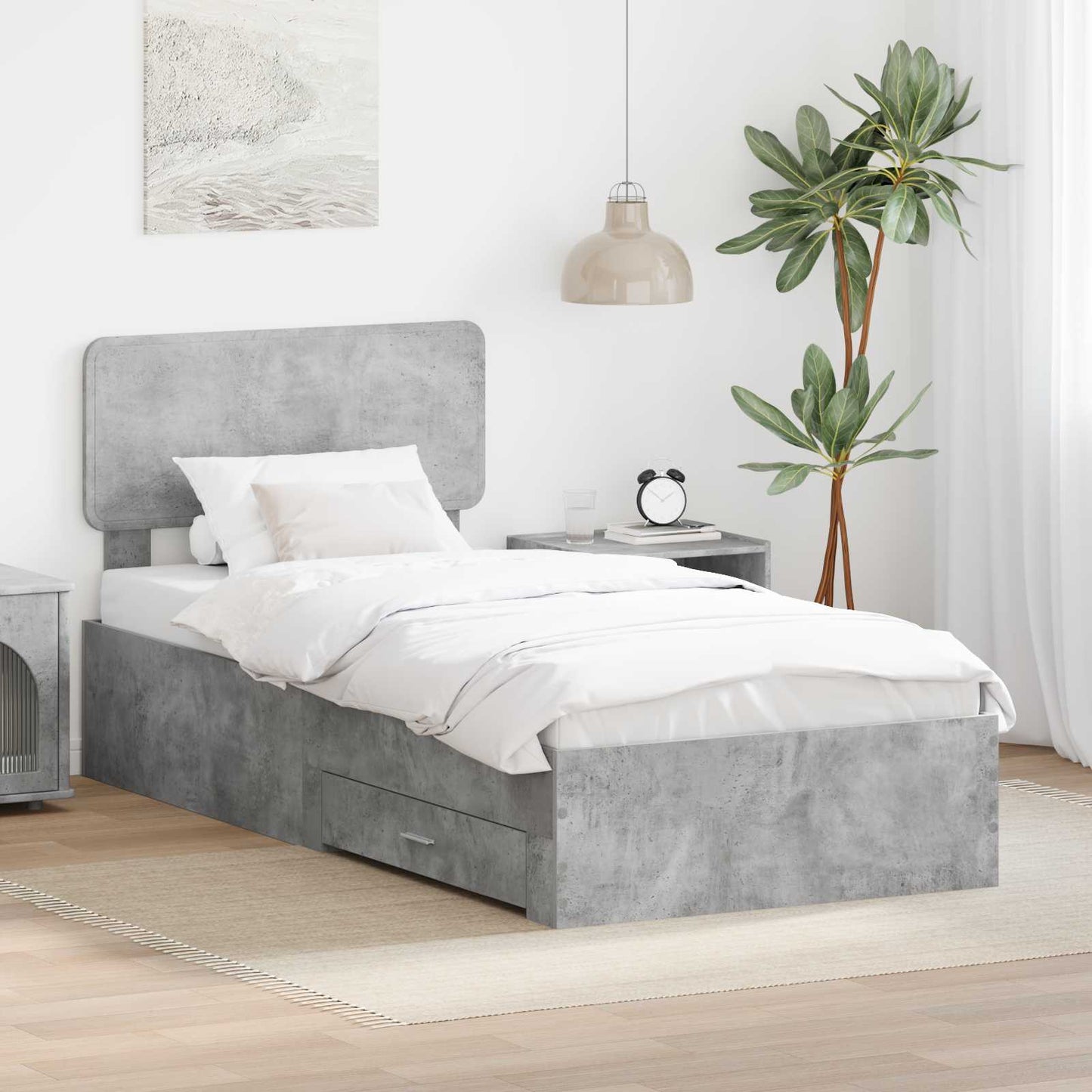 Struttura del letto con testiera Grigio cemento 100 x 200 cm