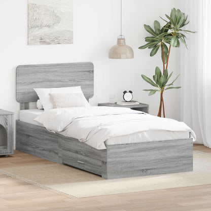 Struttura del letto con testiera Grigio Sonoma 100 x 200 cm