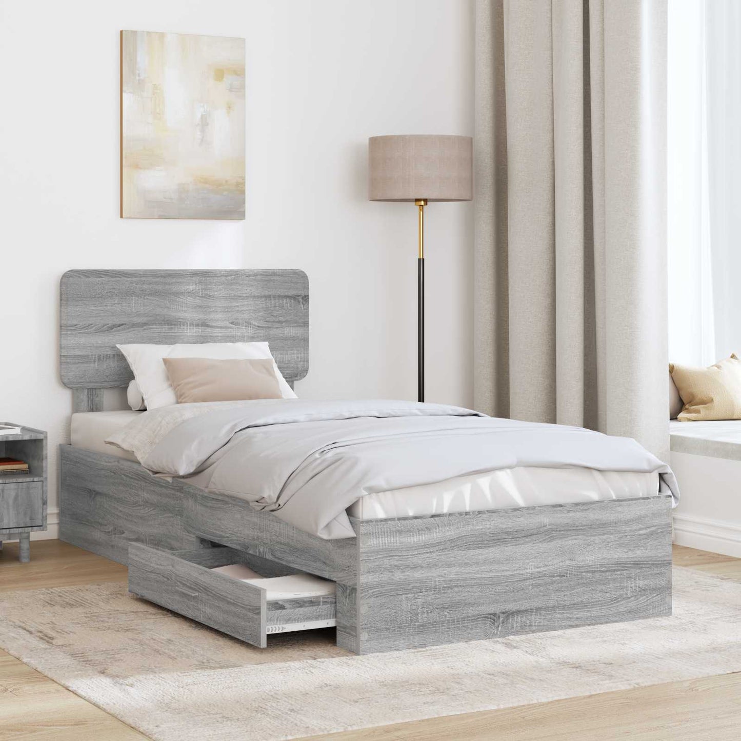 Struttura del letto con testiera Grigio Sonoma 100 x 200 cm