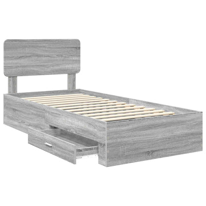 Struttura del letto con testiera Grigio Sonoma 100 x 200 cm