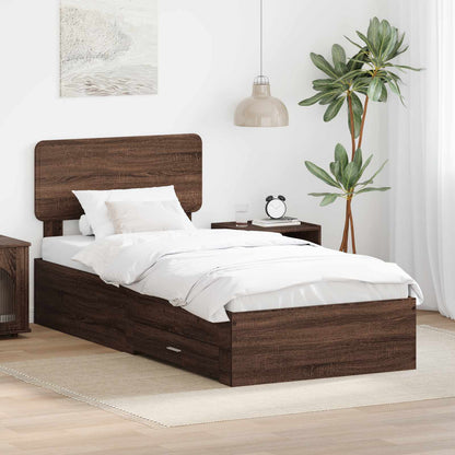 Struttura del letto con testiera Rovere Marrone 100 x 200 cm