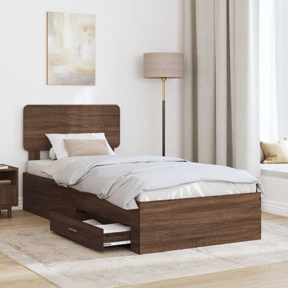 Struttura del letto con testiera Rovere Marrone 100 x 200 cm